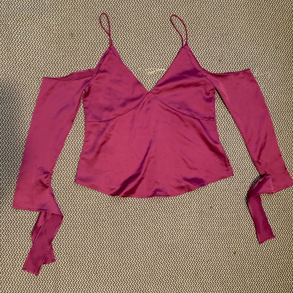 Satin Shoulder Cutout Blouse